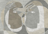 Boho abstract modern faces bedroom mural wallpaper – design detail