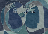 Boho abstract modern faces bedroom mural wallpaper – design detail