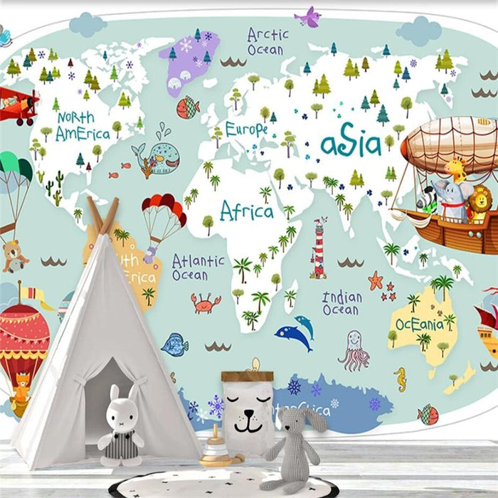 Children's sailor at ocean explorer mural wallpaper – design detail