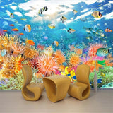 Underwater fish frenzy reef mural wallpaper for a kids' room