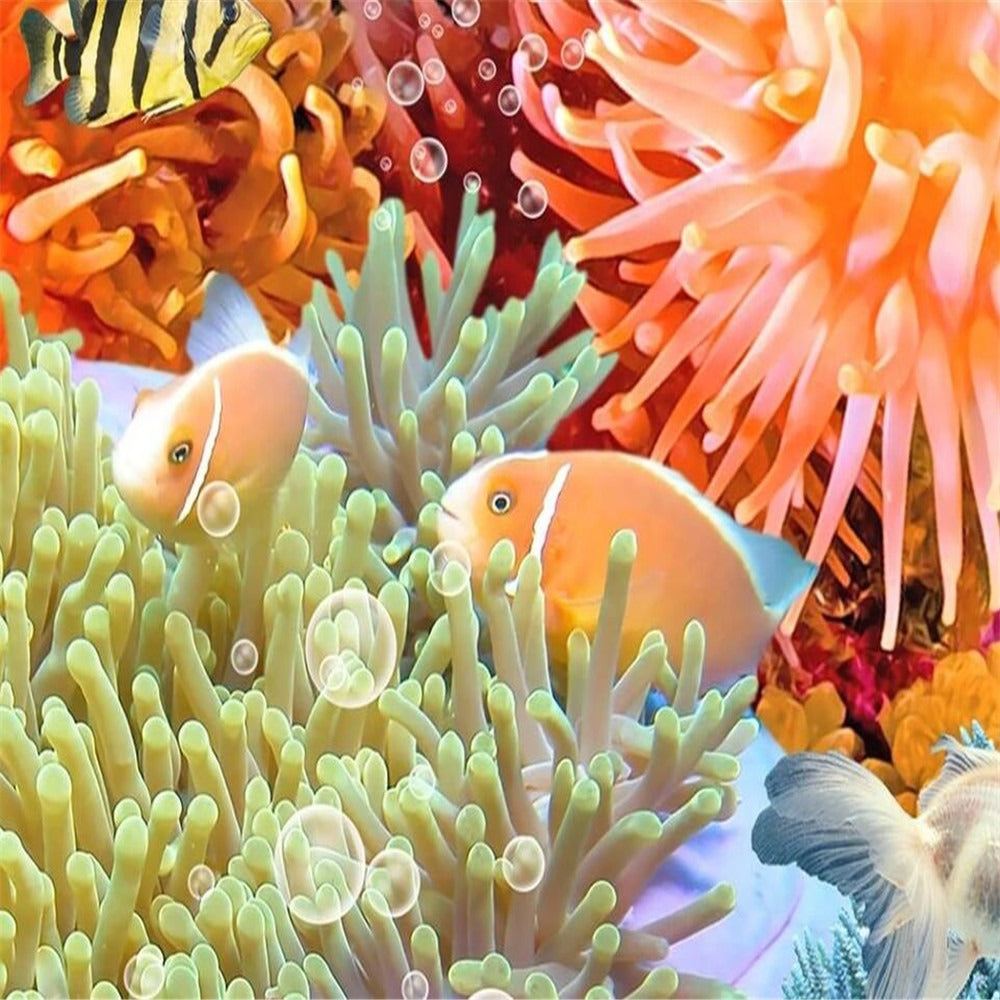 Underwater fish frenzy reef mural wallpaper – design detail