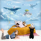 Mermaid seaworld cartoon girls' mural wallpaper – design detail