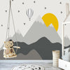 Geometric Sunset and Grey Mountain Skies Mural Wallpaper