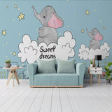 Sweet dreams baby elephant nursery mural wallpaper – design detail