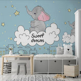 Sweet dreams baby elephant mural wallpaper for a nursery