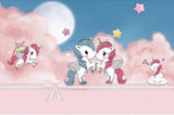 Unicorn friends girls' room mural wallpaper – design detail