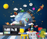 World transport children's mural wallpaper for a kids' room