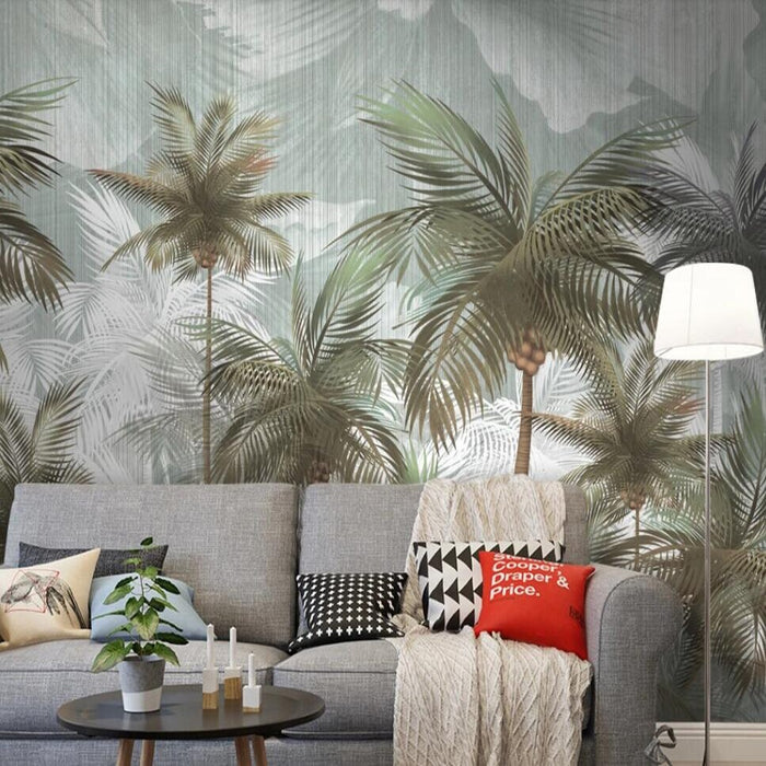 Calming palm trees landscape mural wallpaper – design detail
