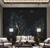 Twilight floral woodland mural wallpaper – design detail