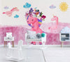 Girls Pink Floral Unicorn Mural Wallpaper