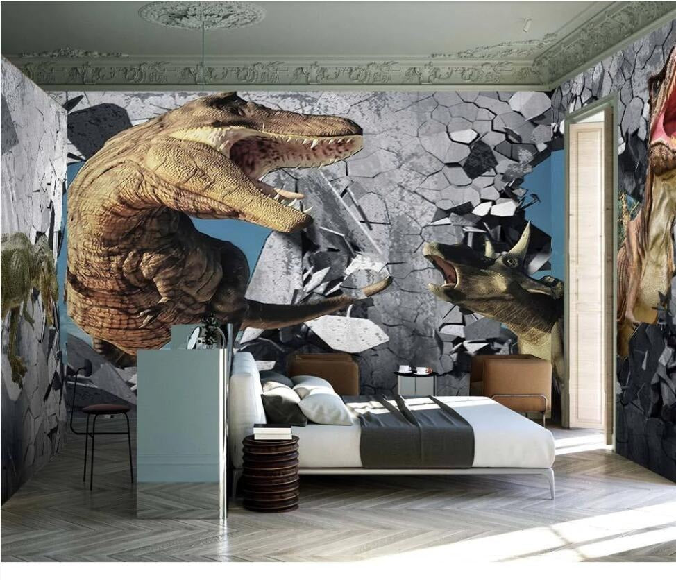 Tyrannosaurus rex dinosaur children's mural wallpaper – design detail