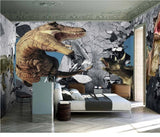 Tyrannosaurus rex dinosaur children's mural wallpaper – design detail