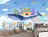 Whale and king castle boys' mural wallpaper – design detail