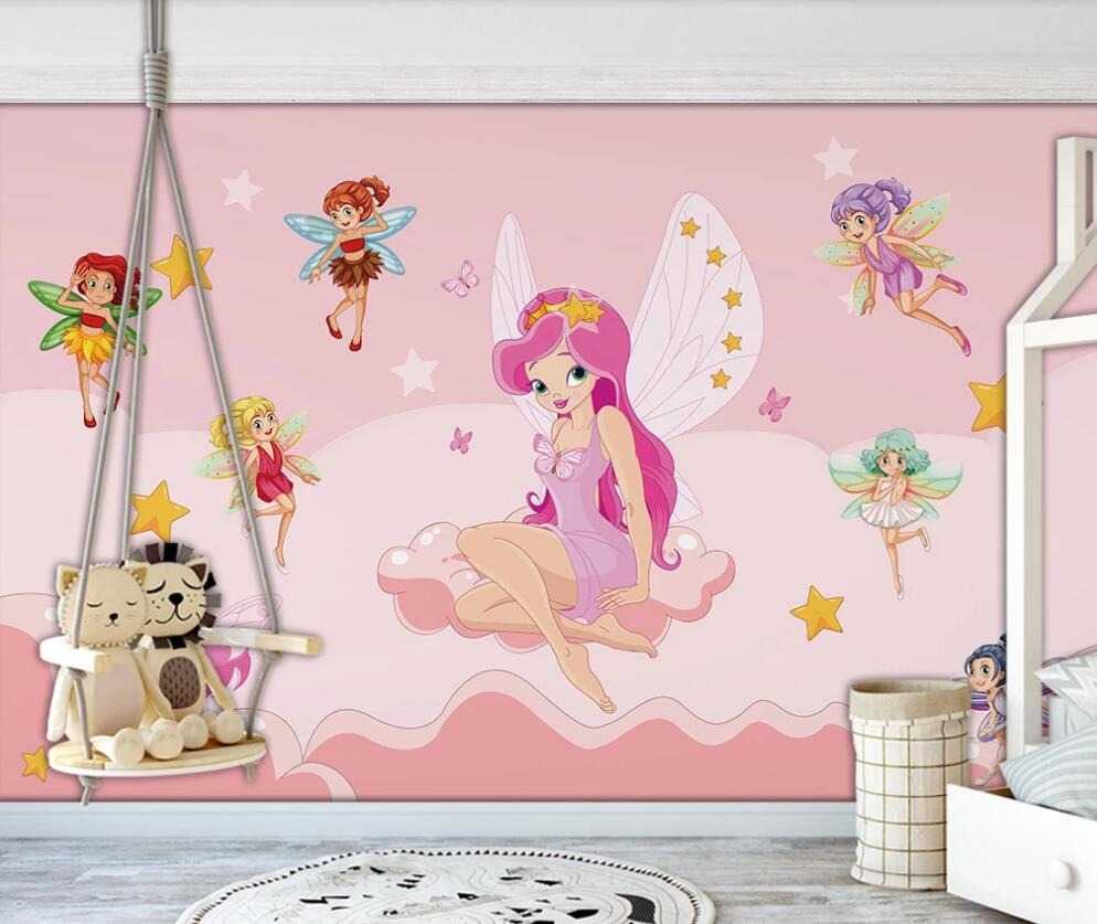 Magical fairies princess mural wallpaper for a girls' room