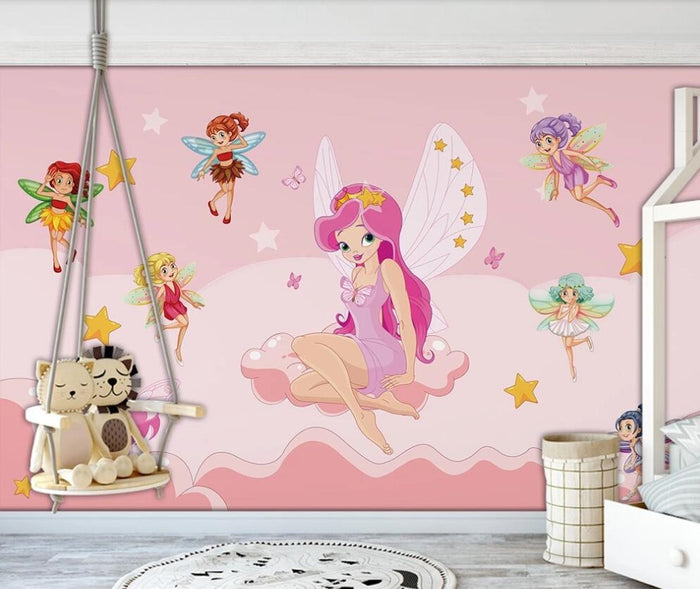 Magical fairies princess mural wallpaper for a girls' room