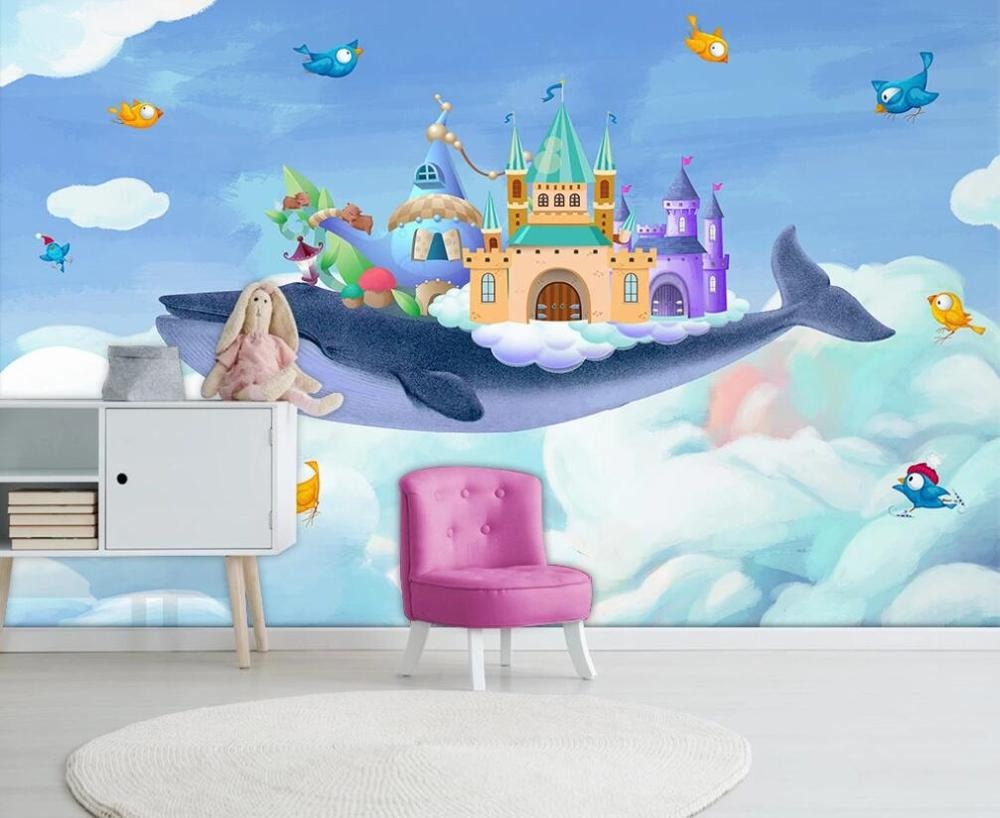 Whale and king castle boys' mural wallpaper – design detail