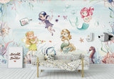 Girls mermaid seaworld mural wallpaper for a kids' room