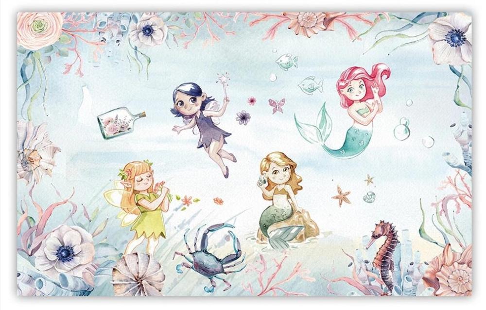 Girls mermaid seaworld kids' mural wallpaper – design detail