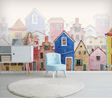 Nordic themed town mural wallpaper – design detail