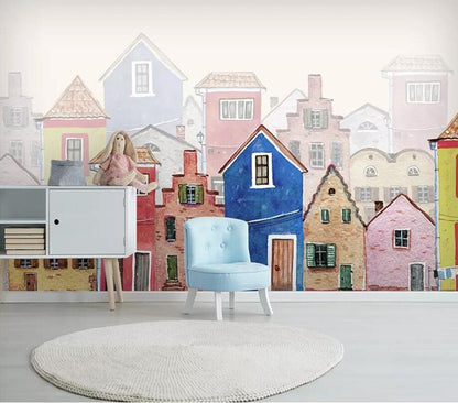Nordic Themed Town Mural Wallpaper