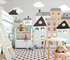 Cartoon Coloured Town Children's Mural Wallpaper
