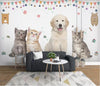 Kittens and Puppy Mural Wallpaper