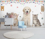 Kittens and puppy mural wallpaper – design detail