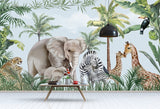 Jungle animals mother and baby love mural wallpaper – design detail