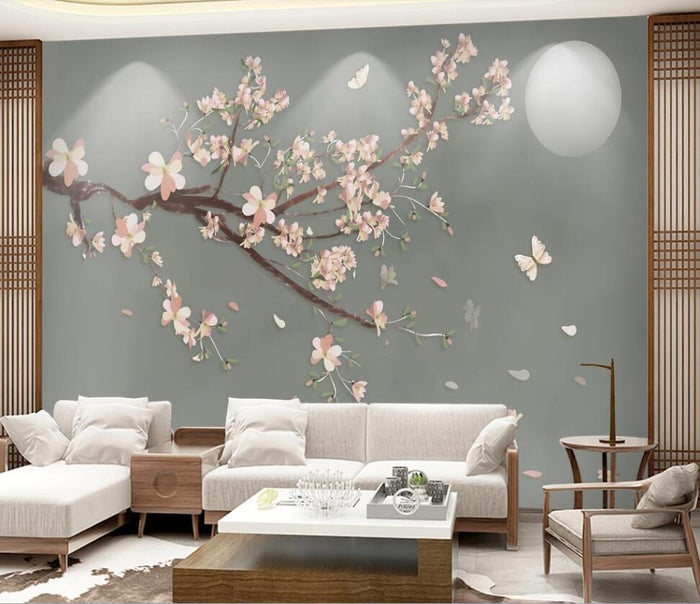 Sensational blossom twig floral mural wallpaper – design detail