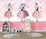 Pink ballerina mural wallpaper for a girls' room