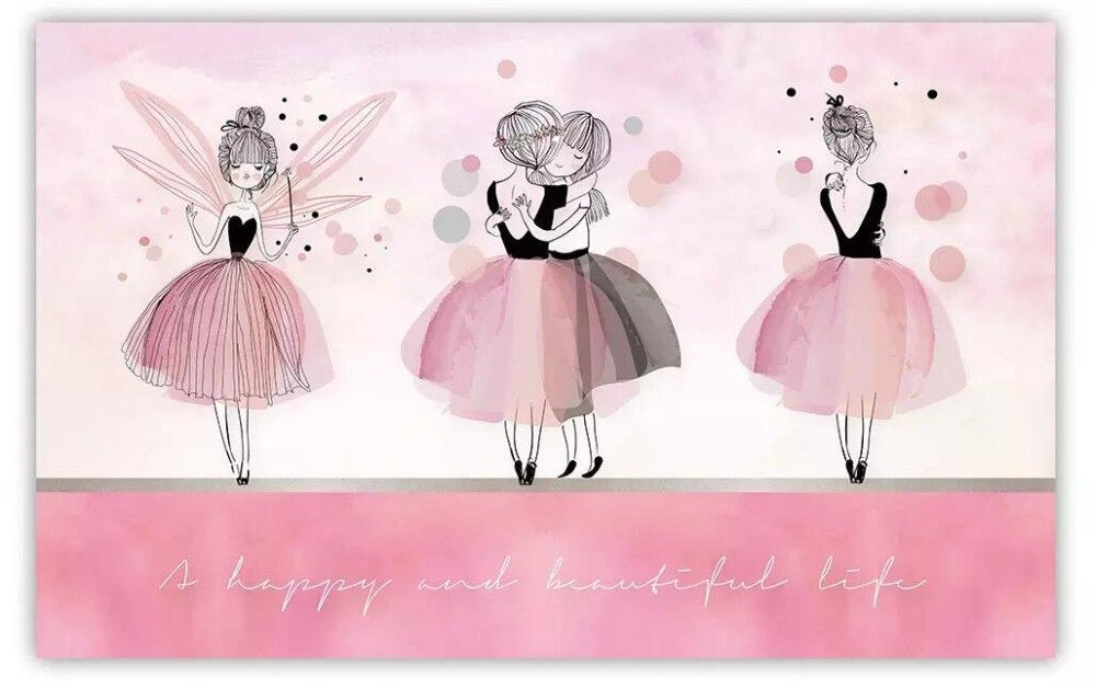 Pink ballerina girls' room mural wallpaper – design detail
