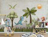 Dinosaur forest boys' mural wallpaper – design detail