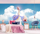 Flamingo love birds tropical mural wallpaper – design detail