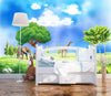 Bright Zoo Landscape Children's Mural Wallpaper